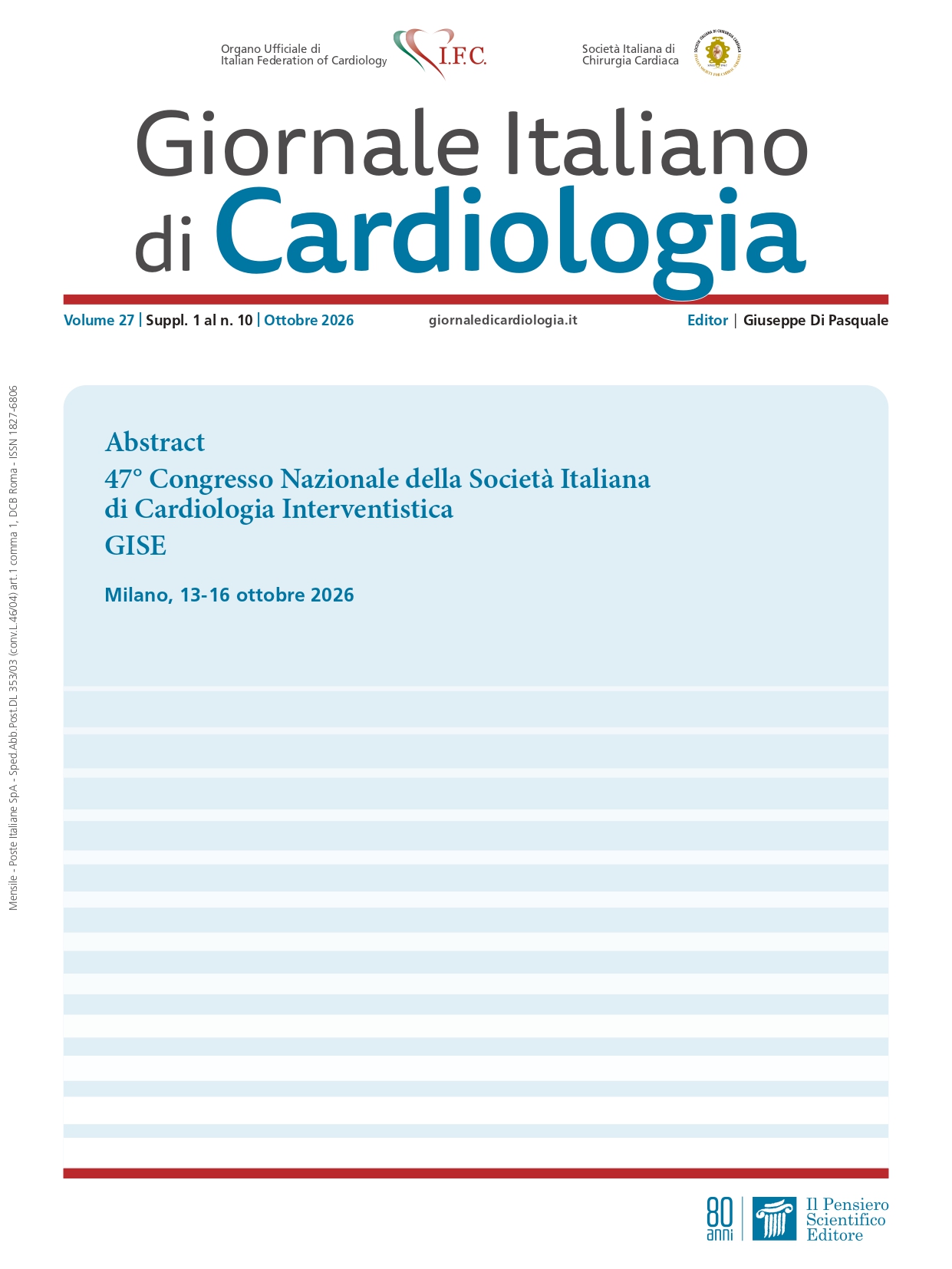 Suppl. 1 Abstract 47° Congresso Nazionale della Società Italiana di Cardiologia Interventistica - GISE